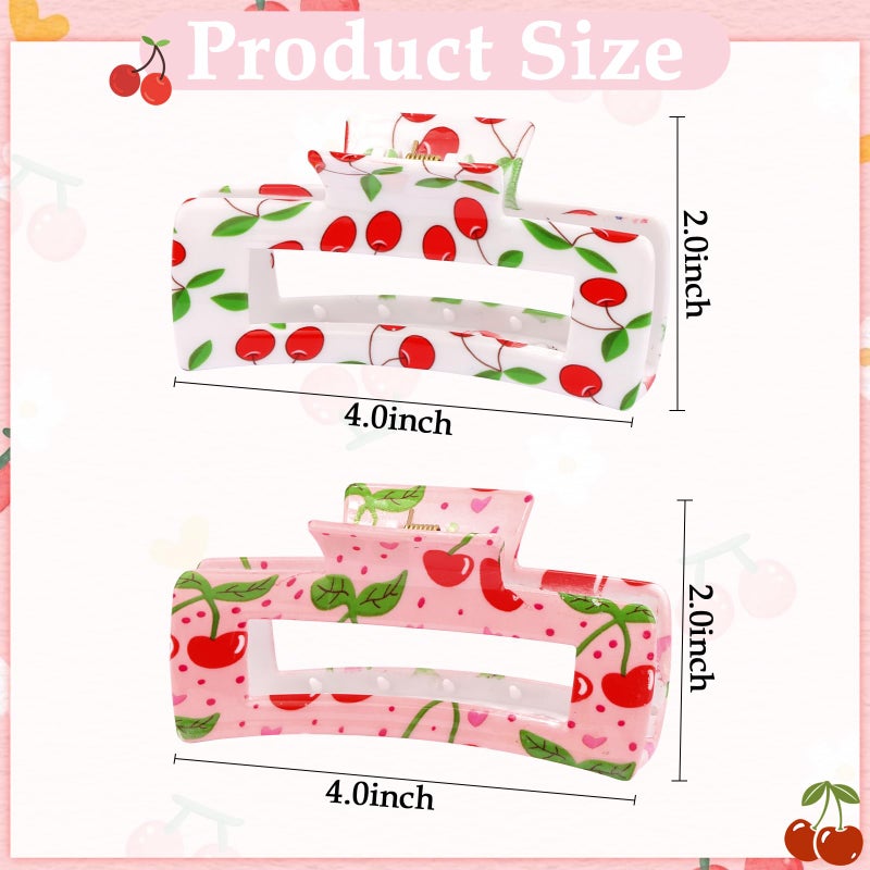 Vovii 2Pcs Cherry Claw Clips for Women, Cute Unique Fruit Hair Clips for Cherry-Themed Gifts Hair Accessories (Pink, White) - Image 3